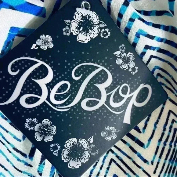 NWT BeBop Zig Zag Cinch Waist Sleeveless Quarter Button Mini Shirt Dress Size L - Picture 14 of 14